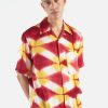 Wholesale Universal Works Universal Works Camp Shirt In Red/Yellow Tie Dye