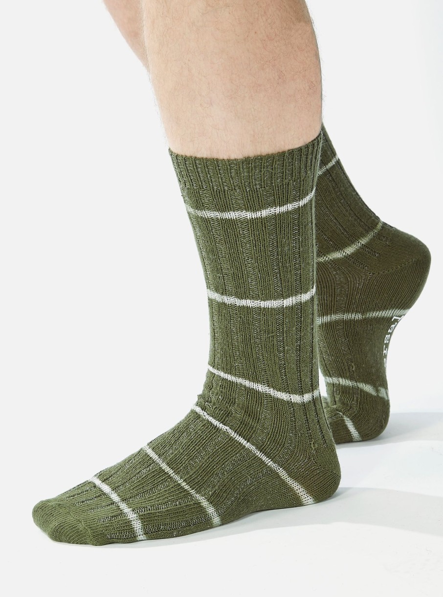 Wholesale Universal Works Universal Works Slub Sock In Olive Tie Dye Knit