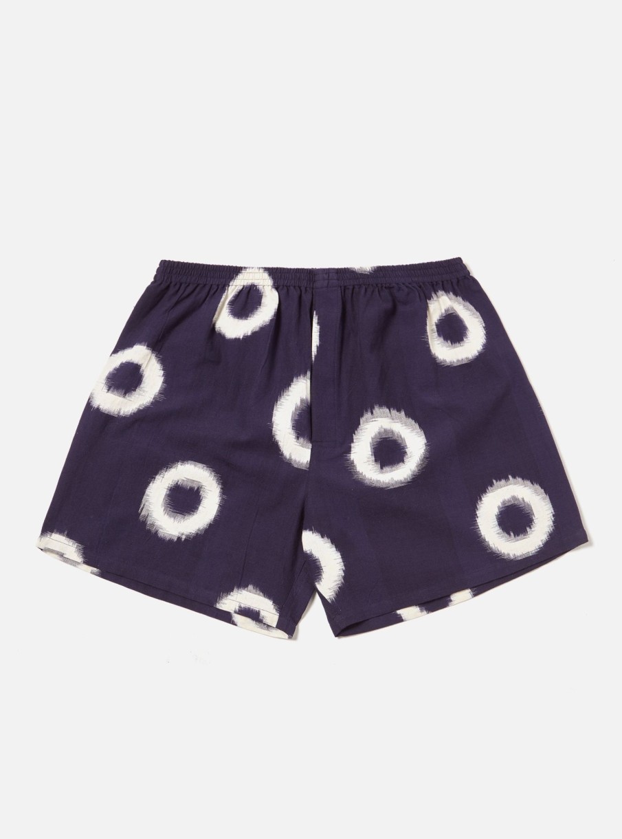 Hot Universal Works Universal Works Boxer Short In Indigo Donut Ikat