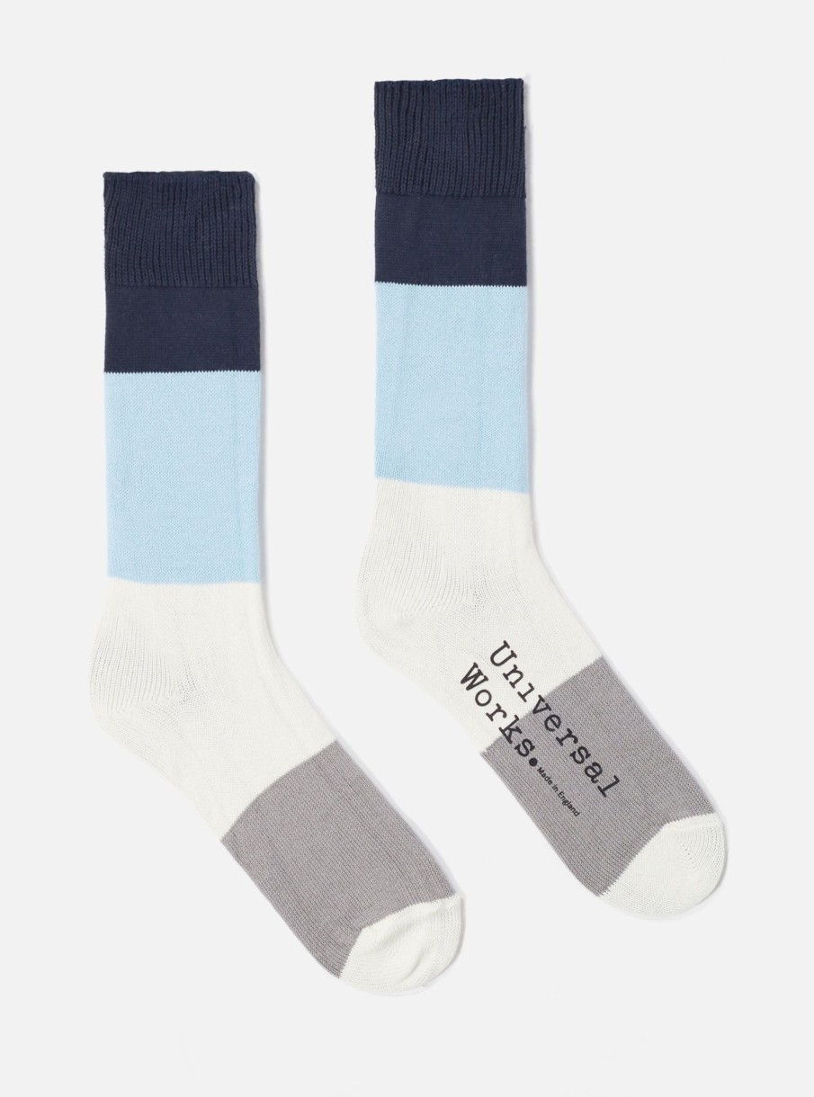 Wholesale Universal Works Universal Works Bold Stripe Sock In Navy/Sky Cotton