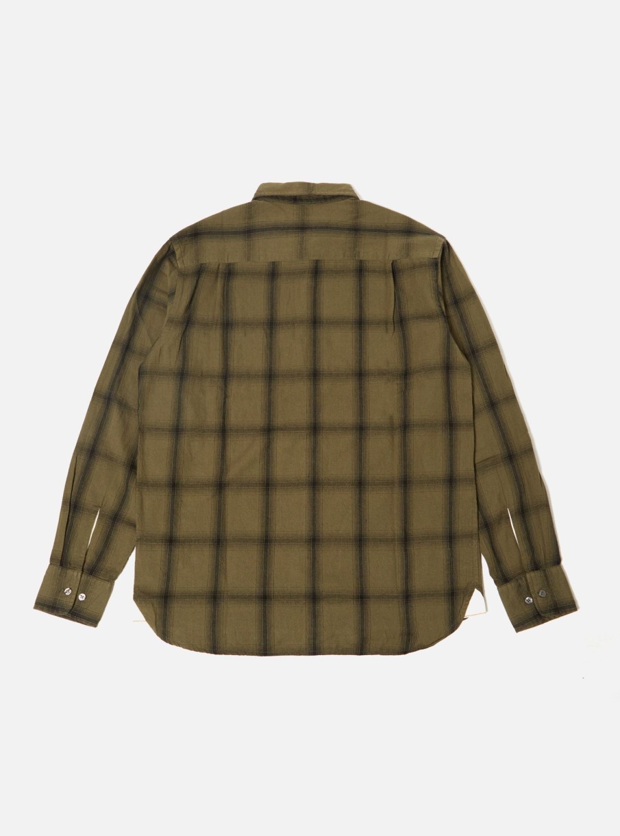 Hot Universal Works Universal Works Square Pocket Shirt In Olive Shadow Check