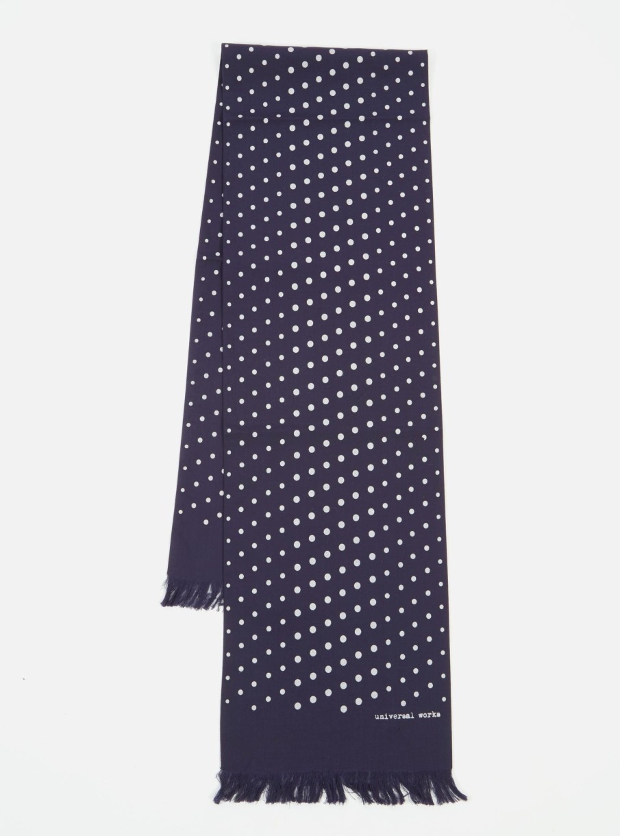 Online Universal Works Universal Works Short Scarf In Navy Dot Print