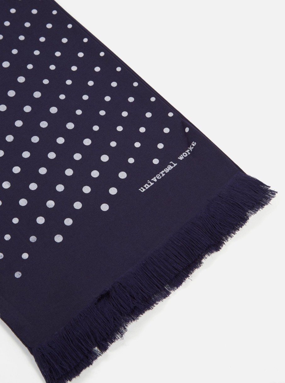 Online Universal Works Universal Works Short Scarf In Navy Dot Print