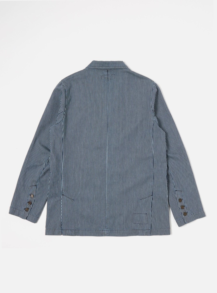 Hot Universal Works Universal Works Manor Jacket In Indigo Hickory Stripe Denim