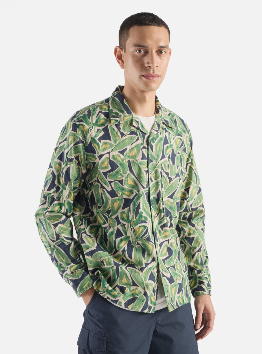 Online Universal Works Universal Works L/S Camp Shirt In Navy Artist Flower Lincot