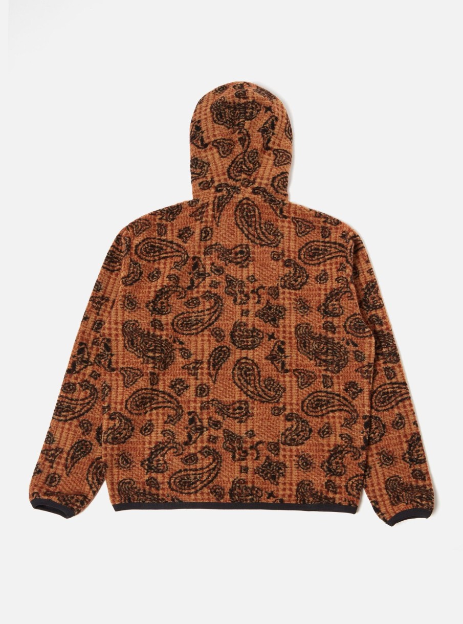 Hot Universal Works Universal Works Beach Hoodie In Cinnamon Paisley Check Fleece