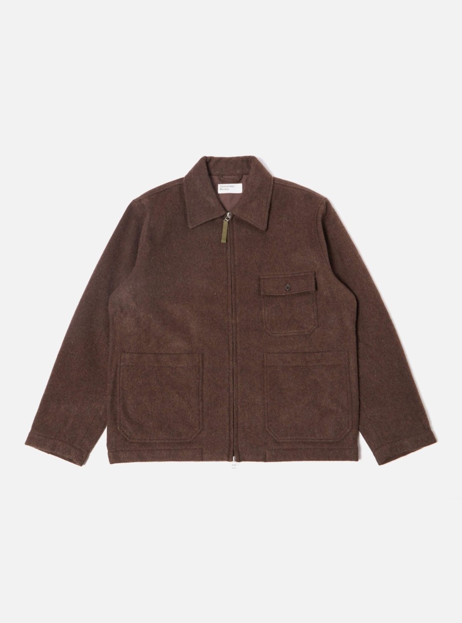 Best Universal Works Universal Works Gower Jacket In Brown Melange Melton