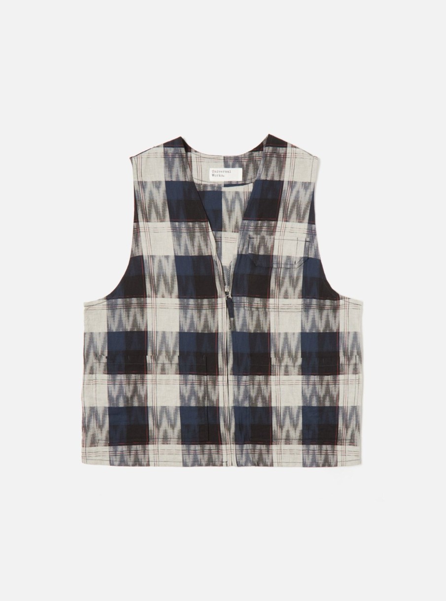 Wholesale Universal Works Universal Works Marine Gilet In Indigo Deck Ikat