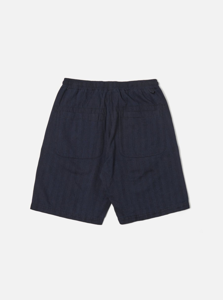 New Universal Works Universal Works Lumber Short In Indigo Herringbone Denim