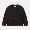 Hot Universal Works Universal Works Cardigan In Black Wool Fleece