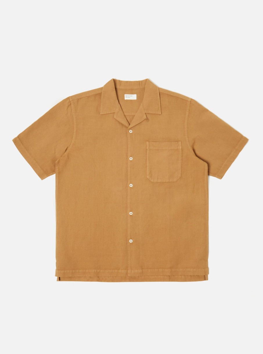 Clearance Universal Works Universal Works Camp Shirt In Bronze Hemp Cotton Shirting