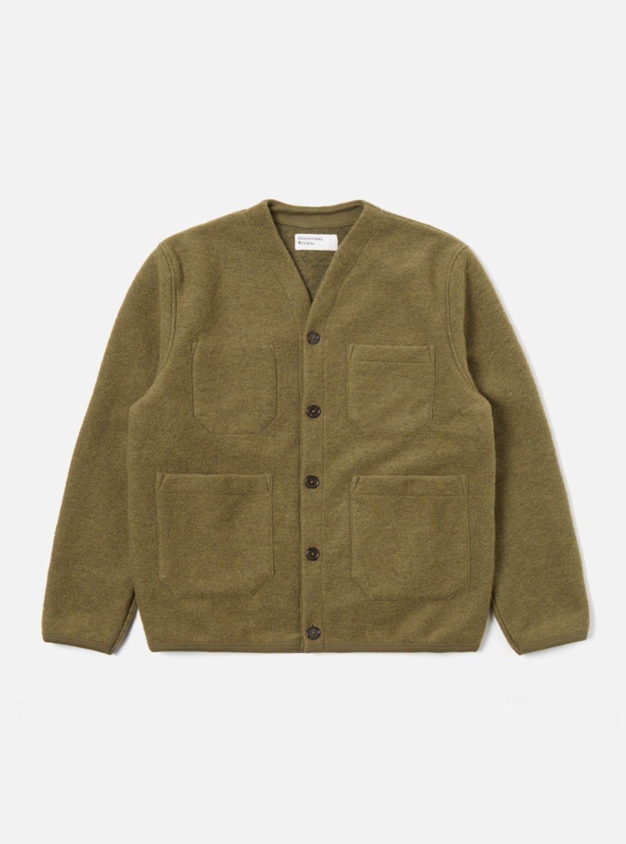 Clearance Universal Works Universal Works Cardigan In Lovat Wool Fleece