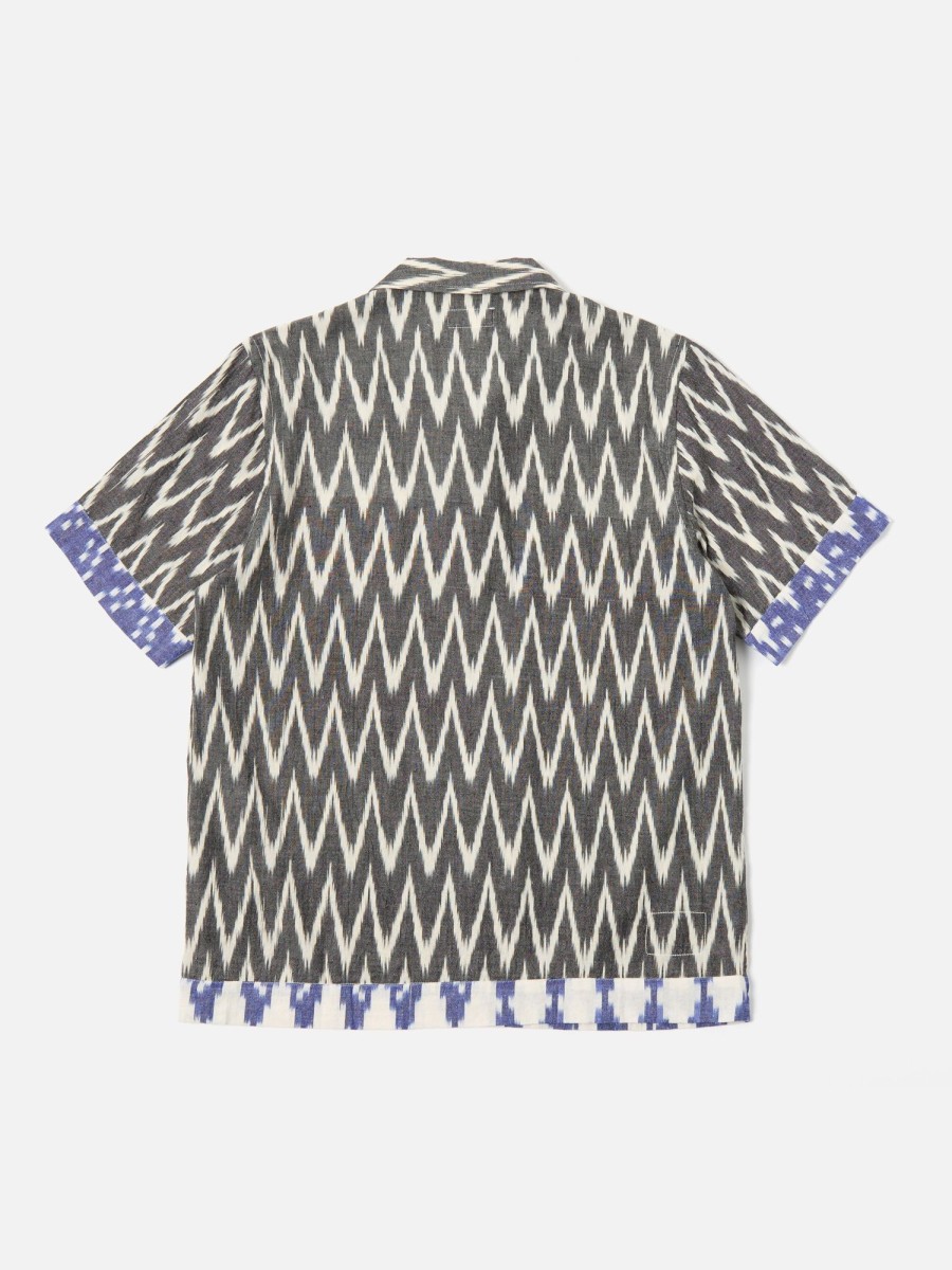 New Universal Works Universal Works Border Road Shirt In Grey/Lilac Ikat Mix