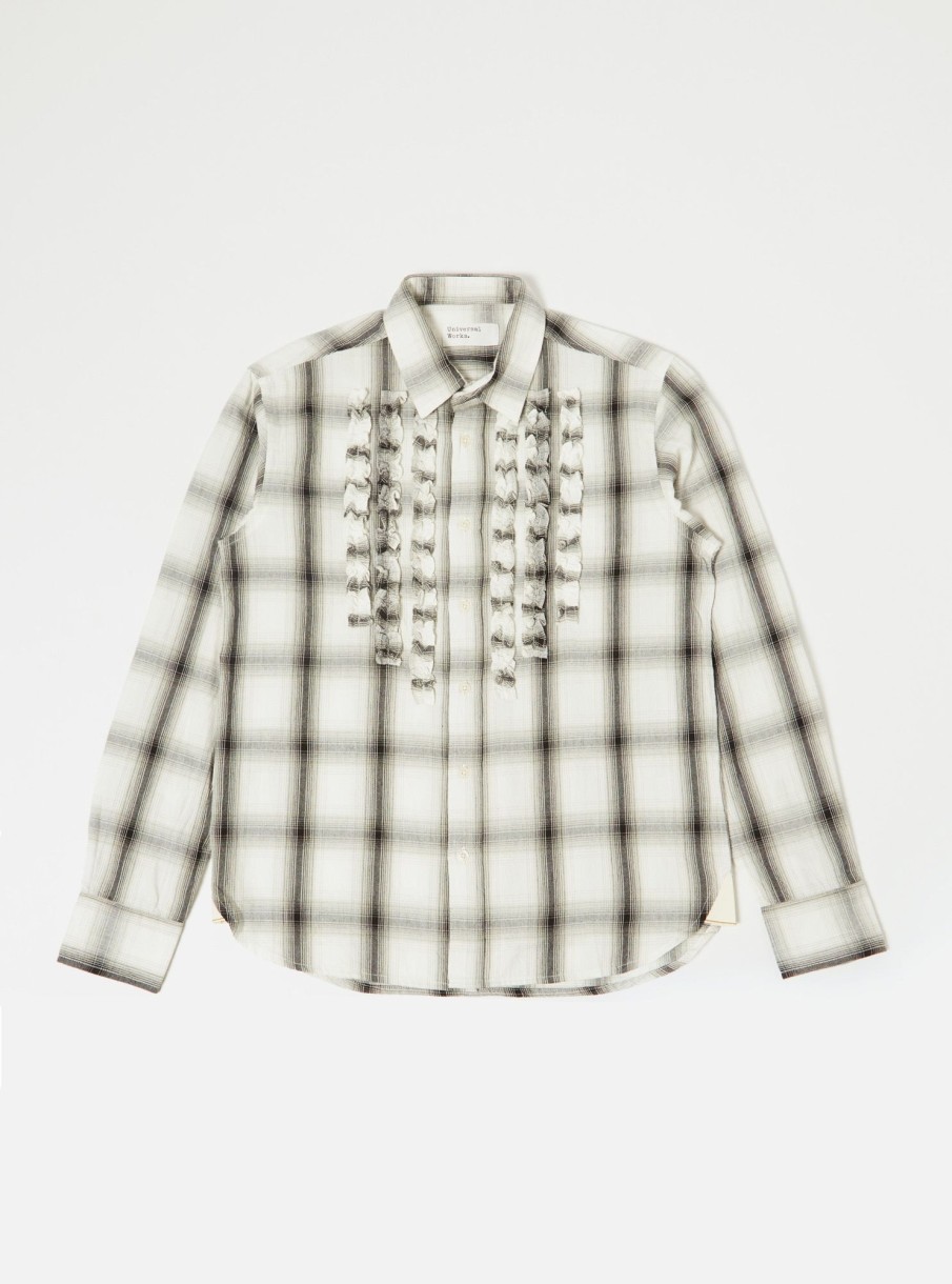 Hot Universal Works Universal Works Frill Shirt In Ecru Shadow Check