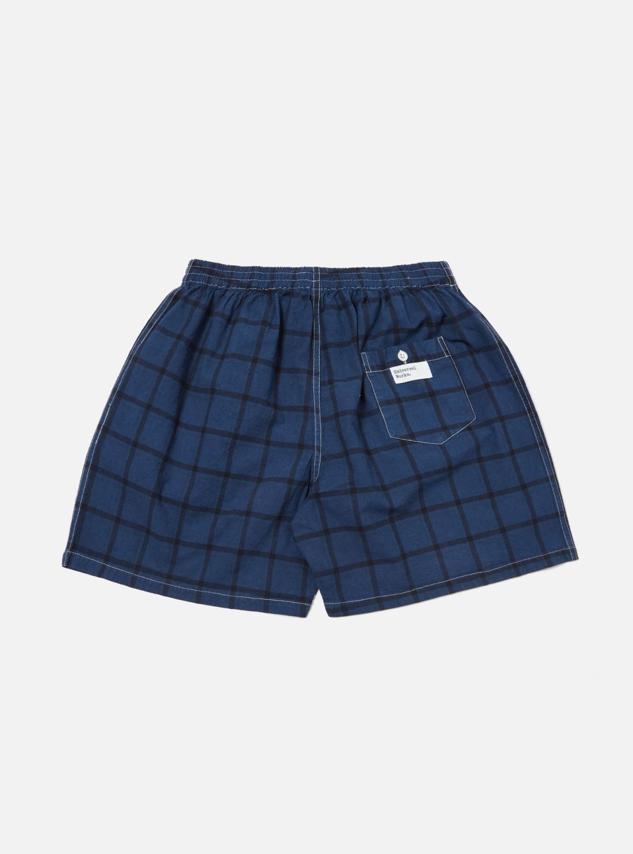 Clearance Universal Works Universal Works Boxer Short In Blue Check