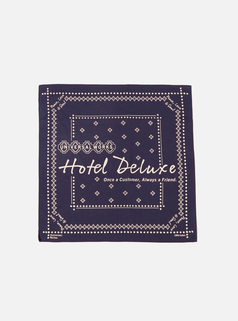 New Universal Works Universal Works Hotel Delux Neckerchief In Navy Cambric