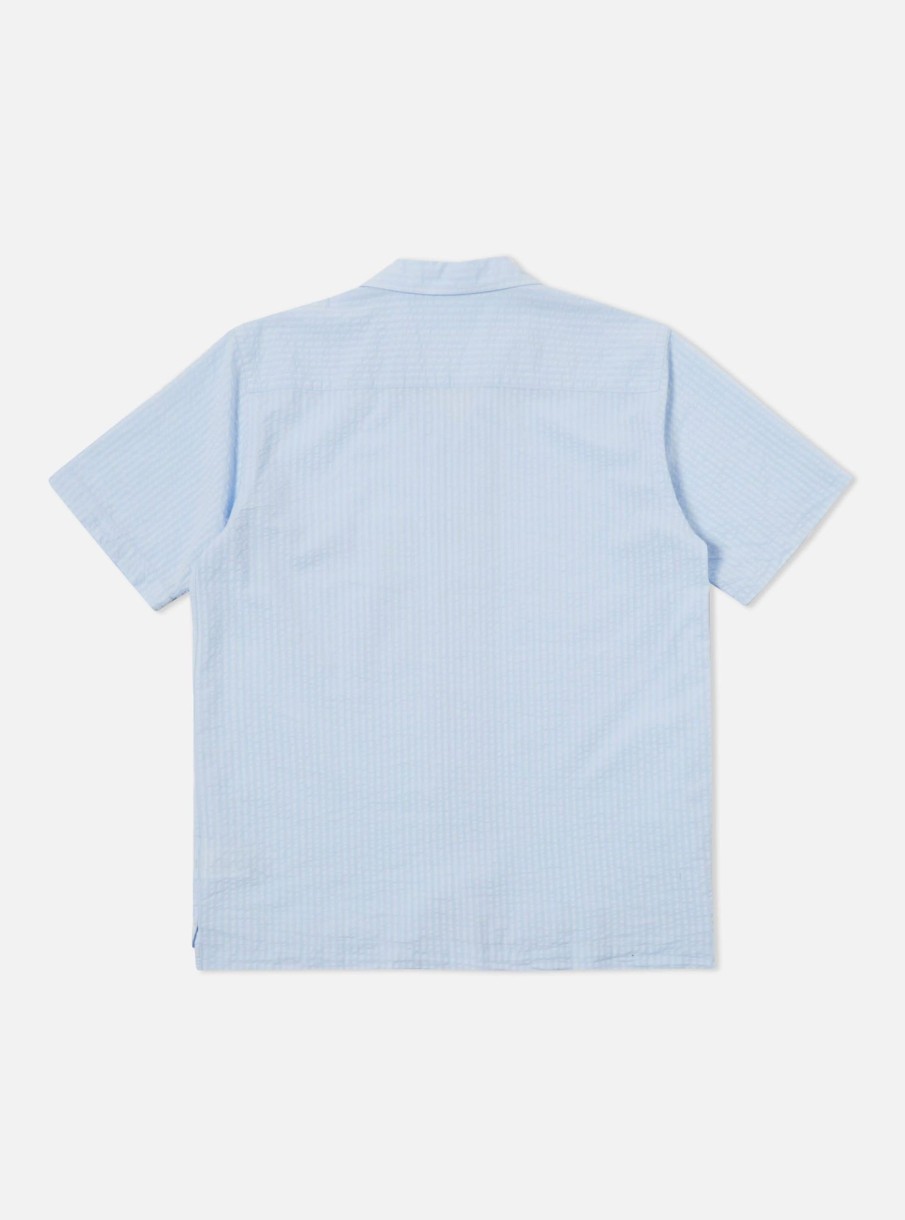 Wholesale Universal Works Universal Works Camp Shirt Ii In Pale Blue Onda Cotton