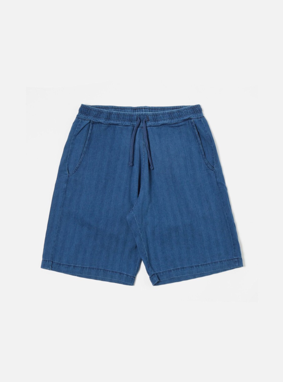 Best Universal Works Universal Works Lumber Short In Washed Indigo Herringbone Denim