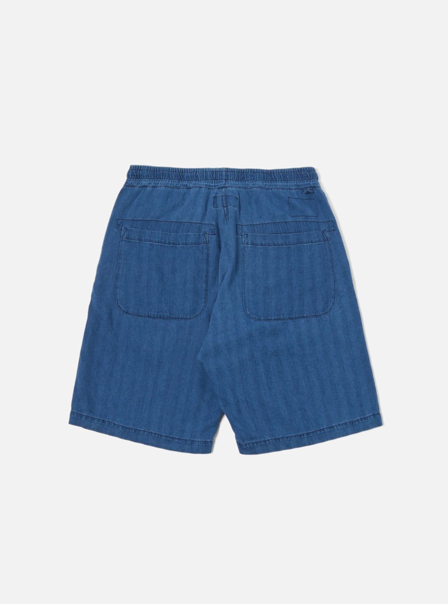 Best Universal Works Universal Works Lumber Short In Washed Indigo Herringbone Denim