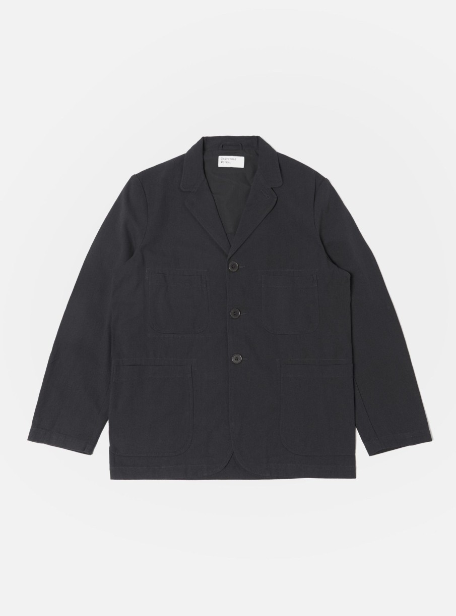 Clearance Universal Works Universal Works Five Pocket Jacket In Black Winter Twill