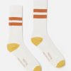 Best Universal Works Universal Works Sport Sock In Ecru/Orange Cotton Rib