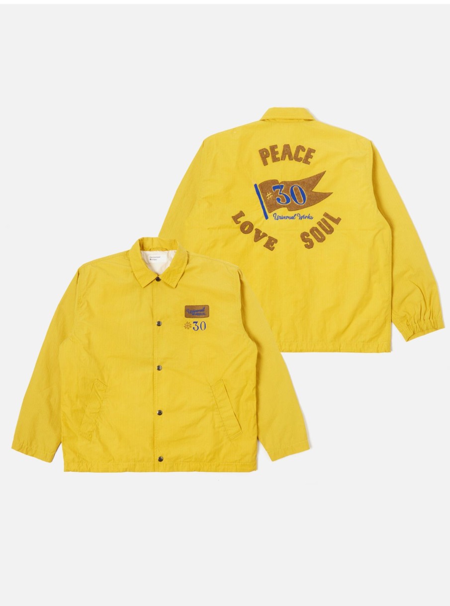 New Universal Works Universal Works Embroidered Head Coach Jacket In Yellow Halley Ripstop