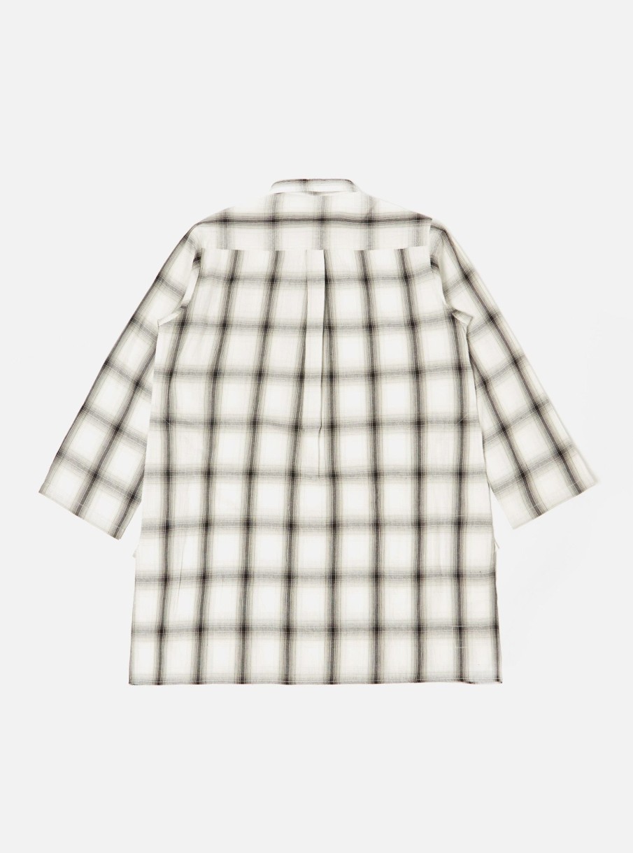 Online Universal Works Universal Works Kurta Shirt In Ecru Shadow Check