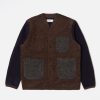 Wholesale Universal Works Universal Works Mixed Cardigan In Mixed Brown Wool Fleece