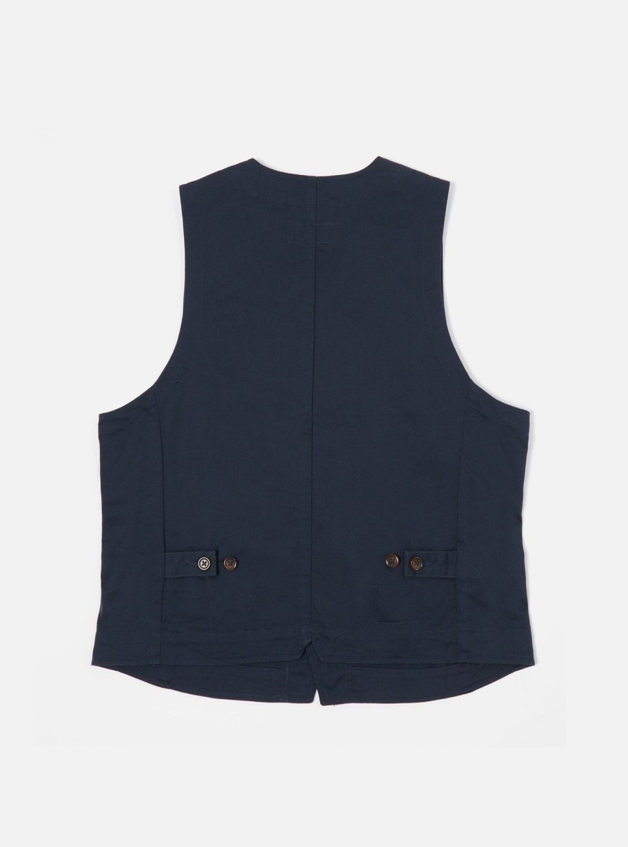 Clearance Universal Works Universal Works Field Waistcoat In Navy Twill