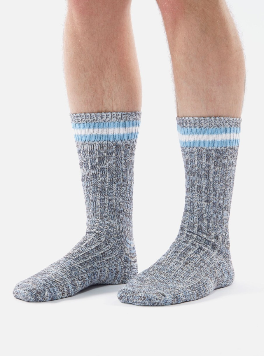 Wholesale Universal Works Universal Works Everyday Stripe Sock In Cornish Blue Cotton