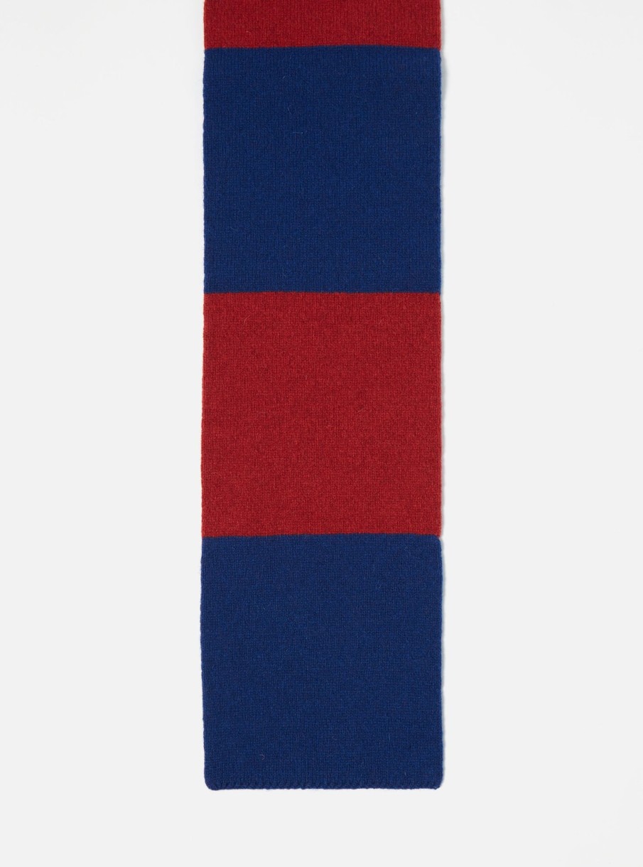 New Universal Works Universal Works Deluxe Football Scarf In Red/Blue Soft Wool