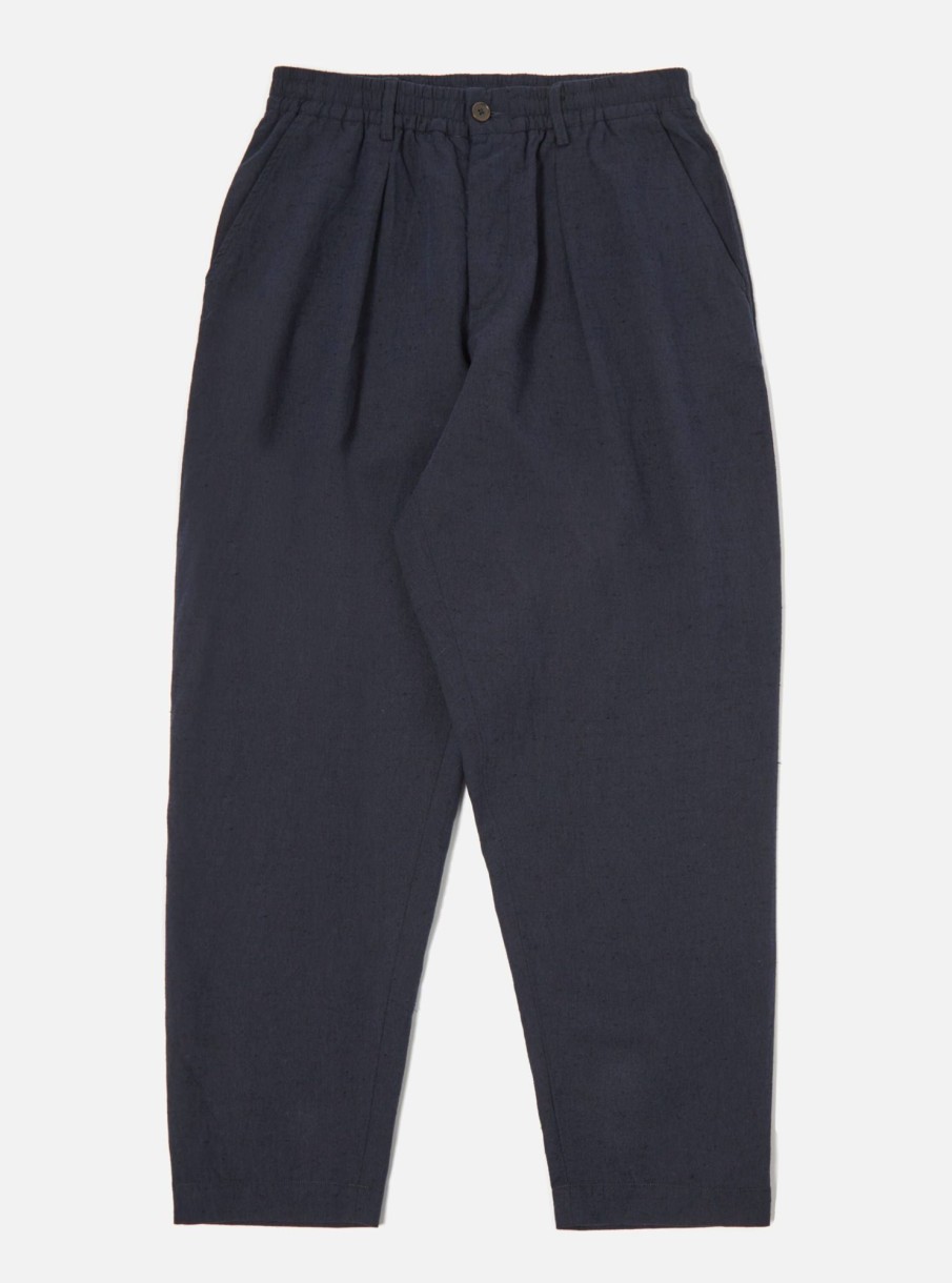 Wholesale Universal Works Universal Works Pleated Track Pant In Navy Lord Cotton Linen