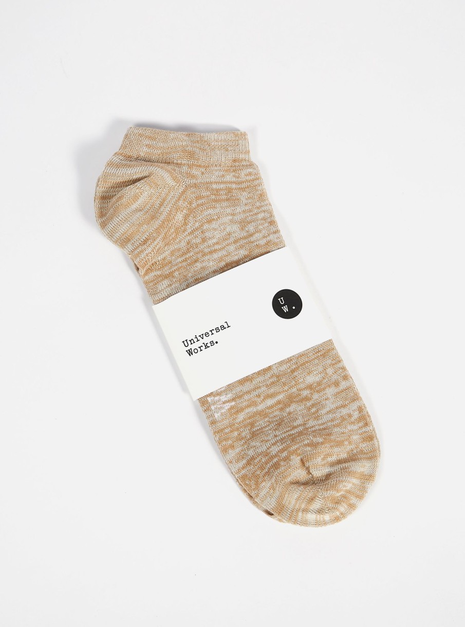 Hot Universal Works Universal Works Ankle Slub Sock In Dark Sand Slub Knit