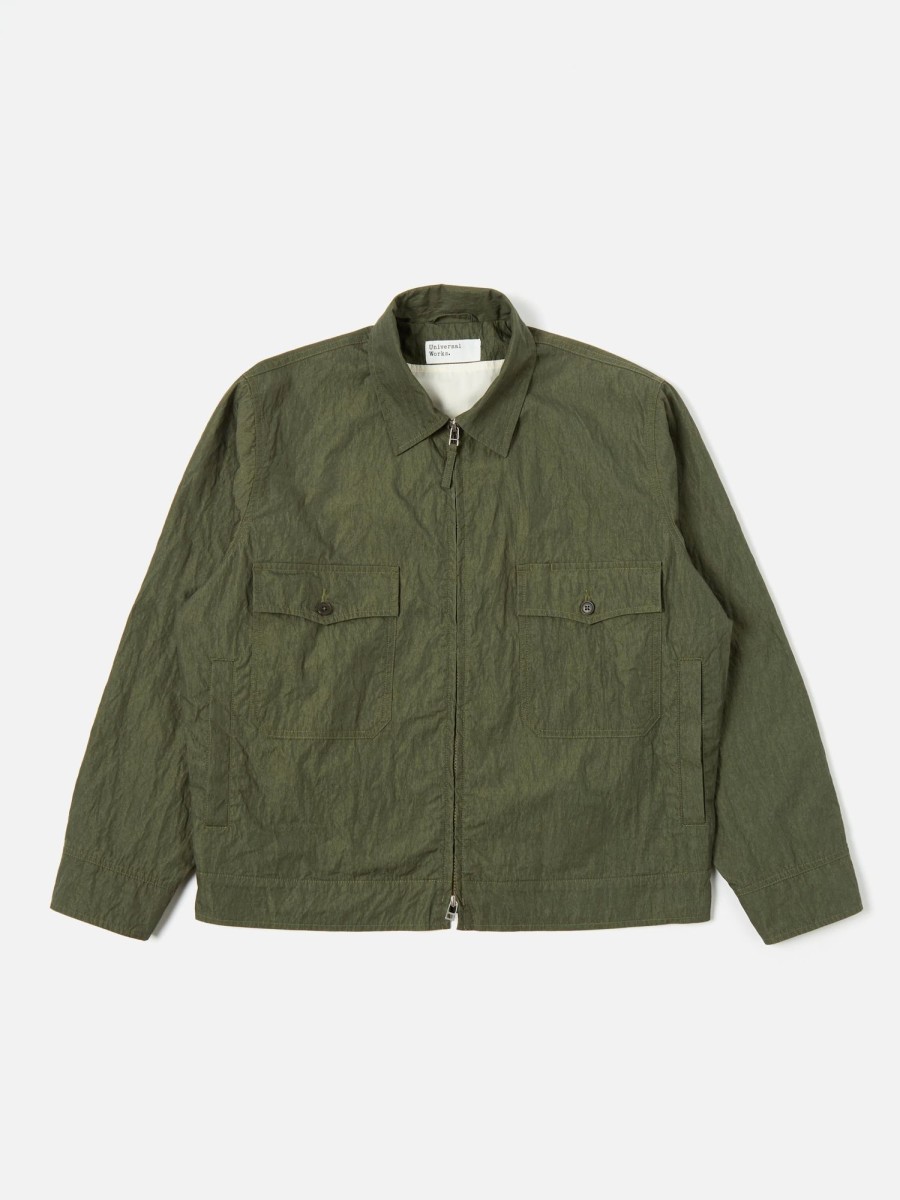 Clearance Universal Works Universal Works E130 Jacket In Olive Cross Dyed Chambray