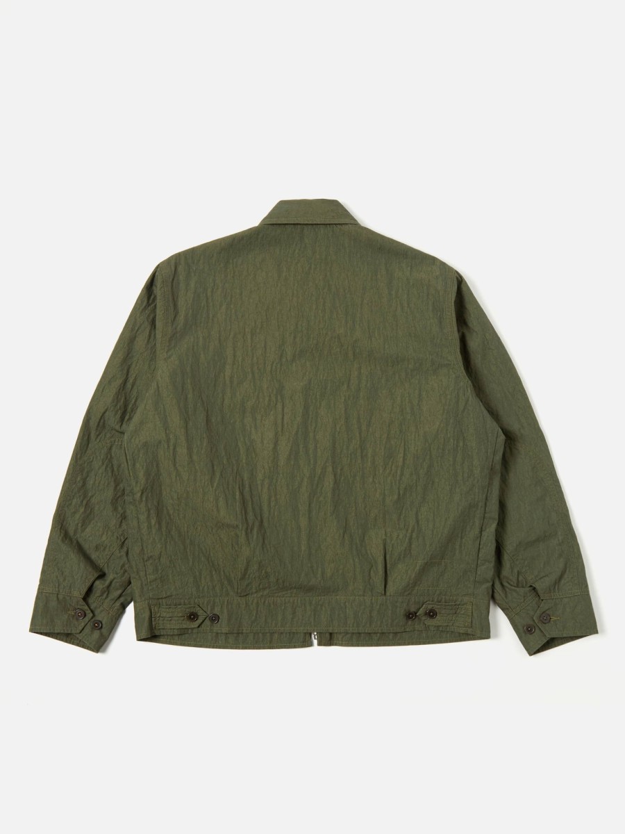 Clearance Universal Works Universal Works E130 Jacket In Olive Cross Dyed Chambray