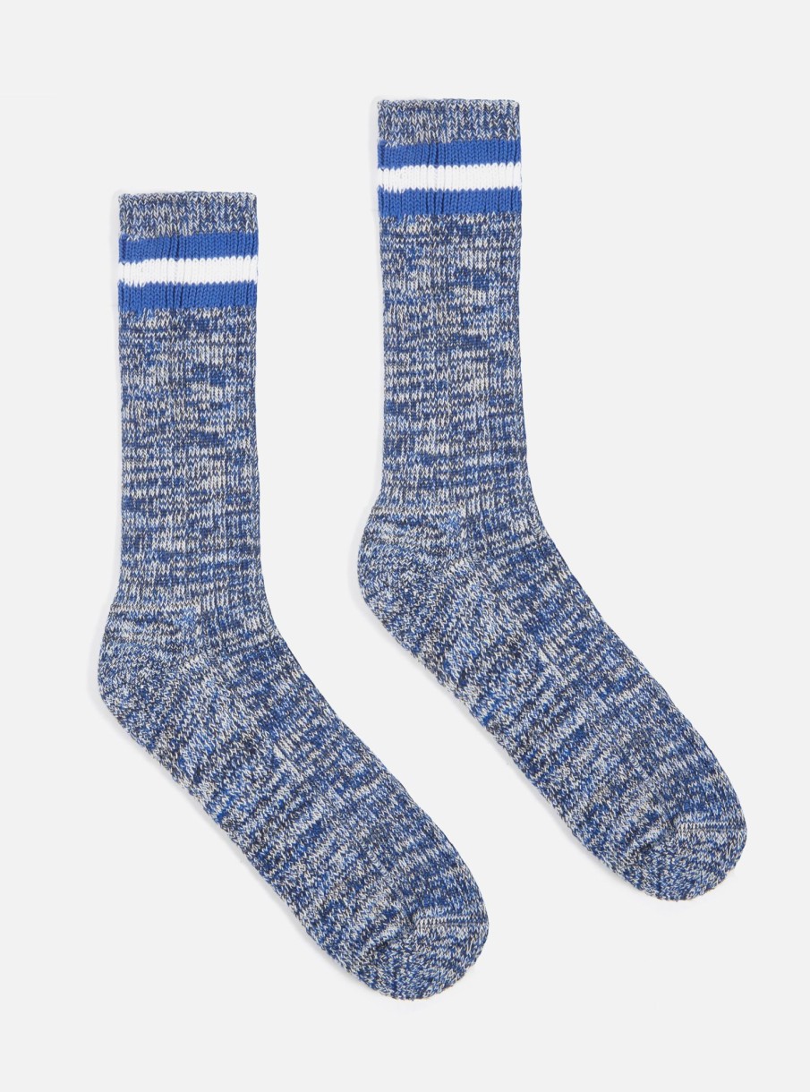 Hot Universal Works Universal Works Everyday Stripe Sock In Navy Cotton