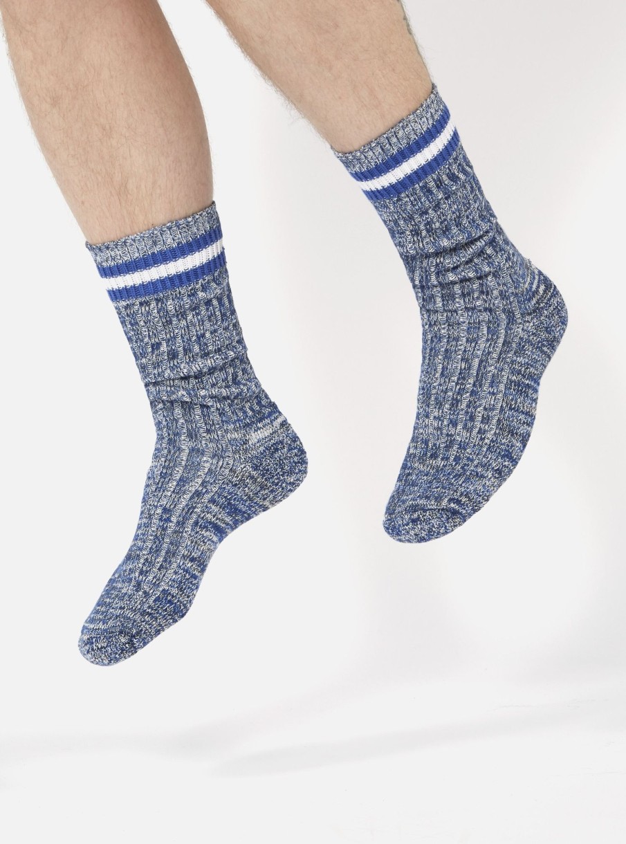 Hot Universal Works Universal Works Everyday Stripe Sock In Navy Cotton