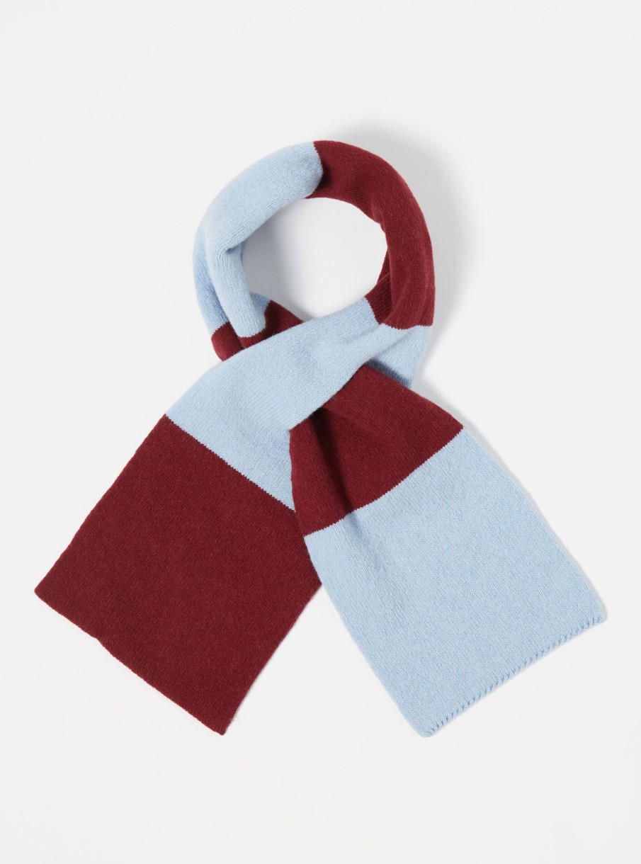 Clearance Universal Works Universal Works Deluxe Football Scarf In Sky/Claret Soft Wool