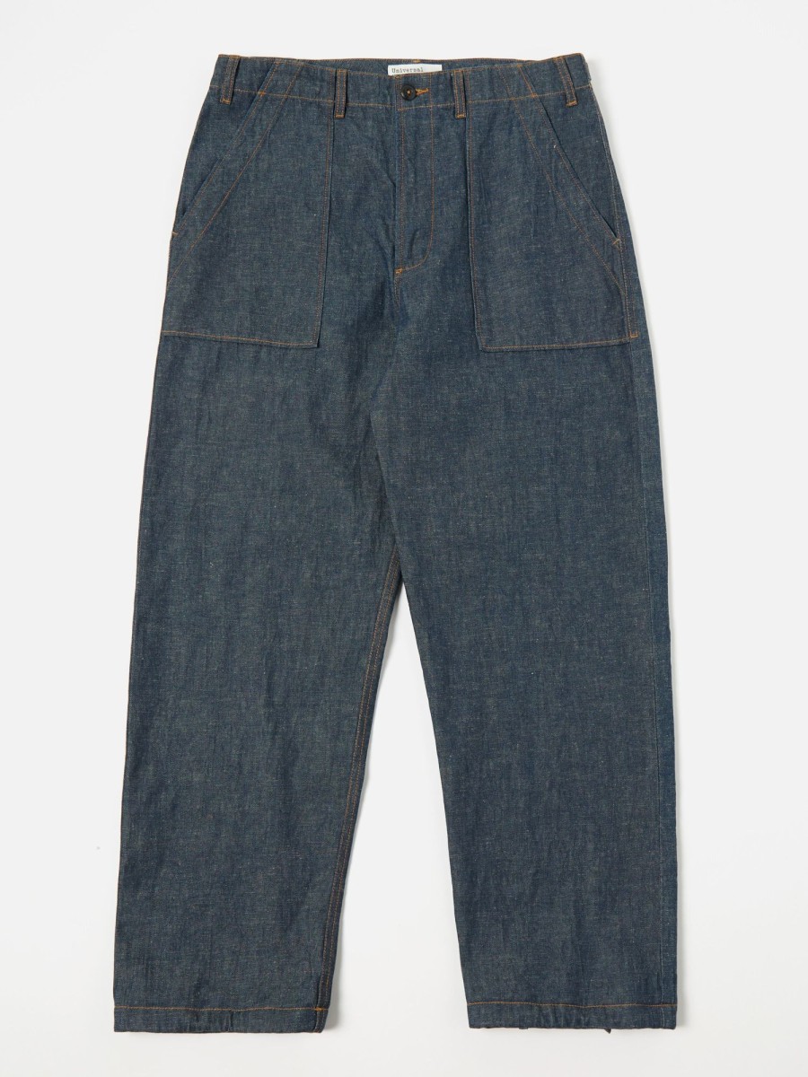 Clearance Universal Works Universal Works Fatigue Pant In Indigo Linen Selvedge Denim