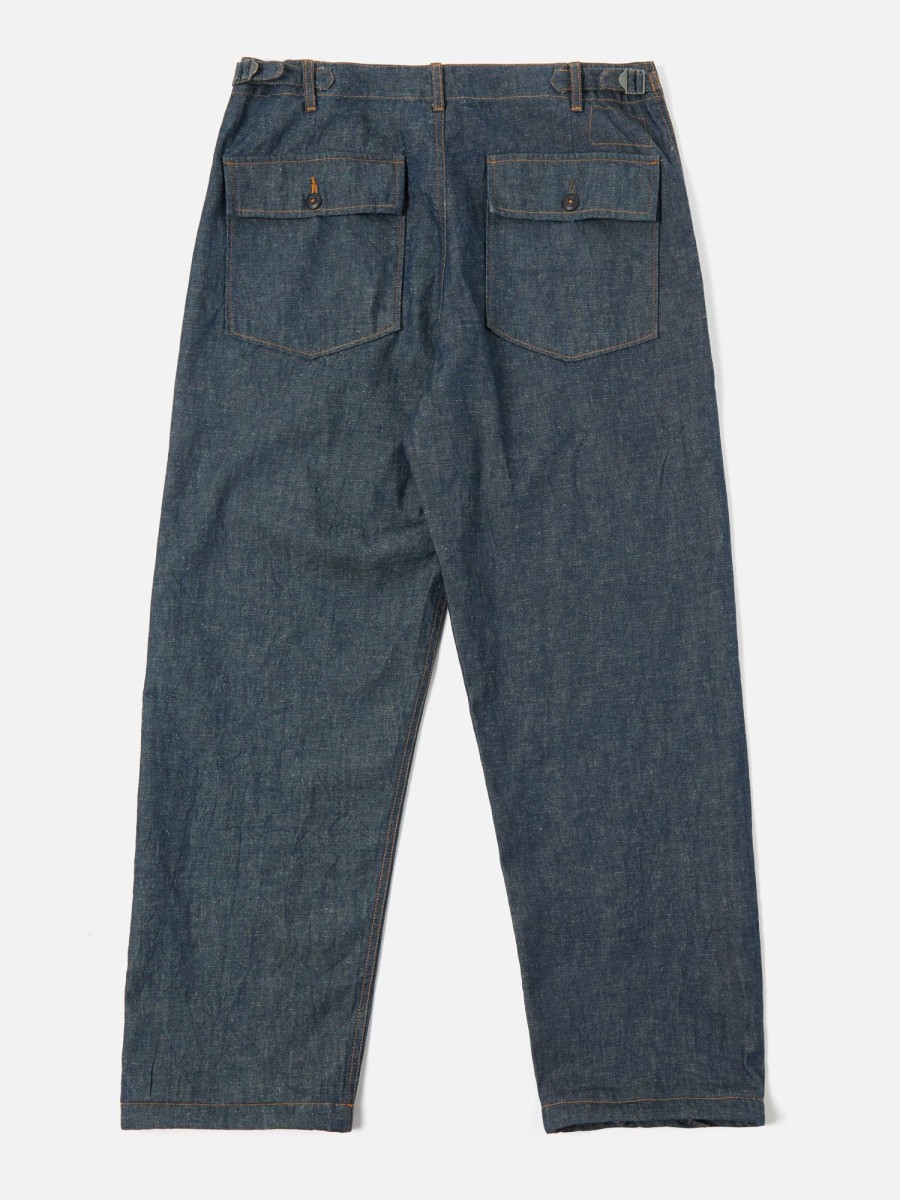 Clearance Universal Works Universal Works Fatigue Pant In Indigo Linen Selvedge Denim