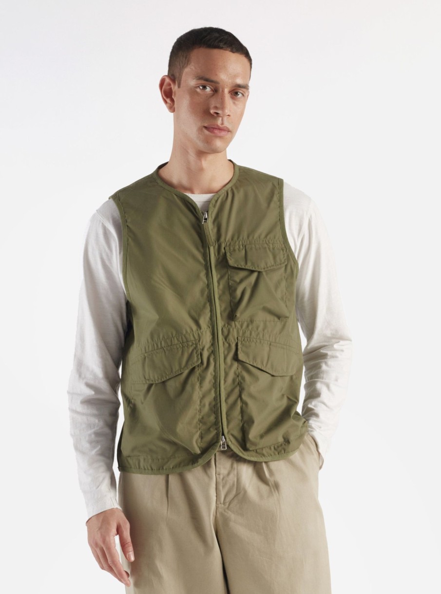 New Universal Works Universal Works Parachute Liner Gilet In Olive Recycled Poly Tech