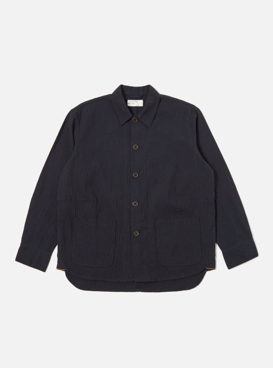 New Universal Works Universal Works Travail Overshirt In Dark Navy Ospina Cotton