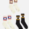 New Universal Works Universal Works 3 Pack Sport Sock In Ecru/Black Cotton