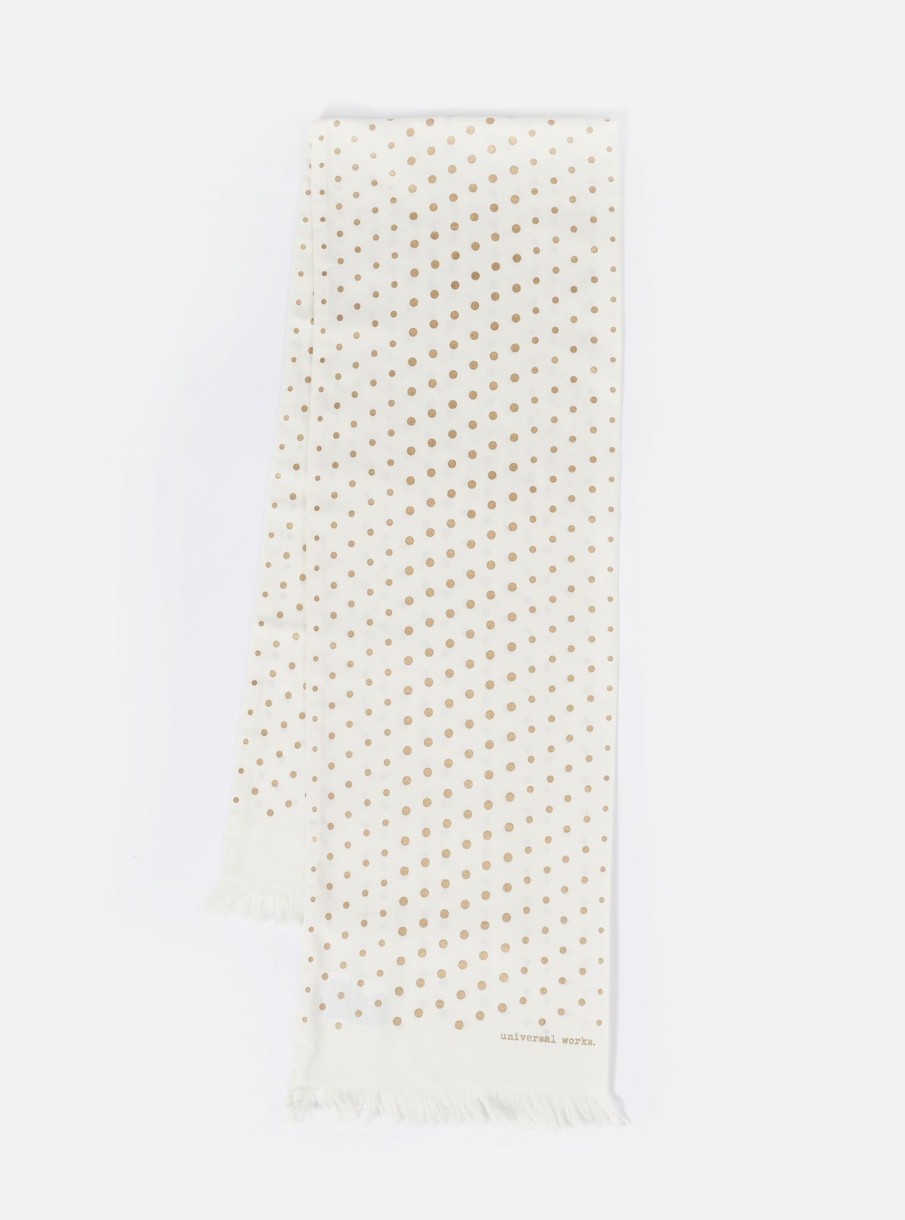 Online Universal Works Universal Works Short Scarf In Ecru/Gold Dot Print