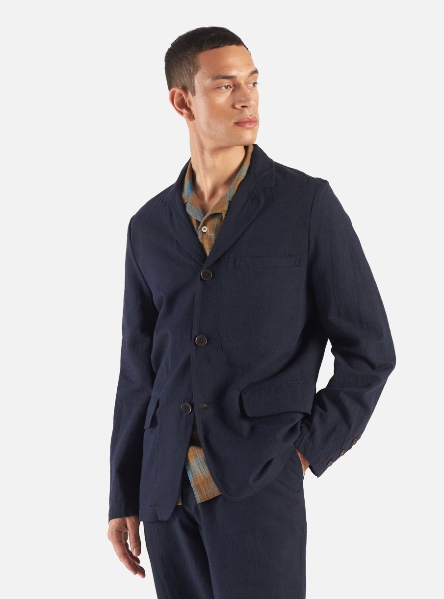 Best Universal Works Universal Works Capitol Jacket In Navy Lord Cotton Linen