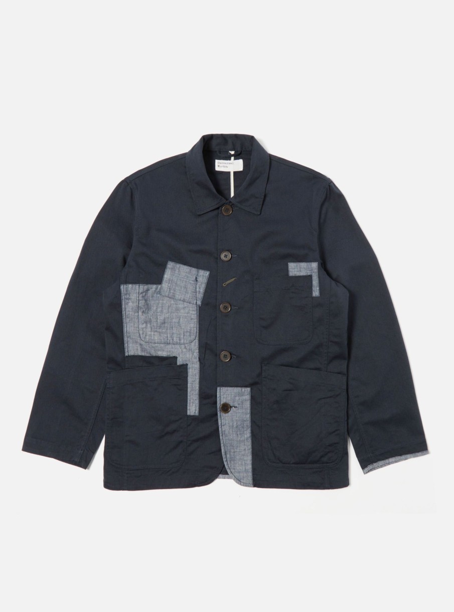 Wholesale Universal Works Universal Works Patched Bakers Jacket In Navy Twill/Chambray