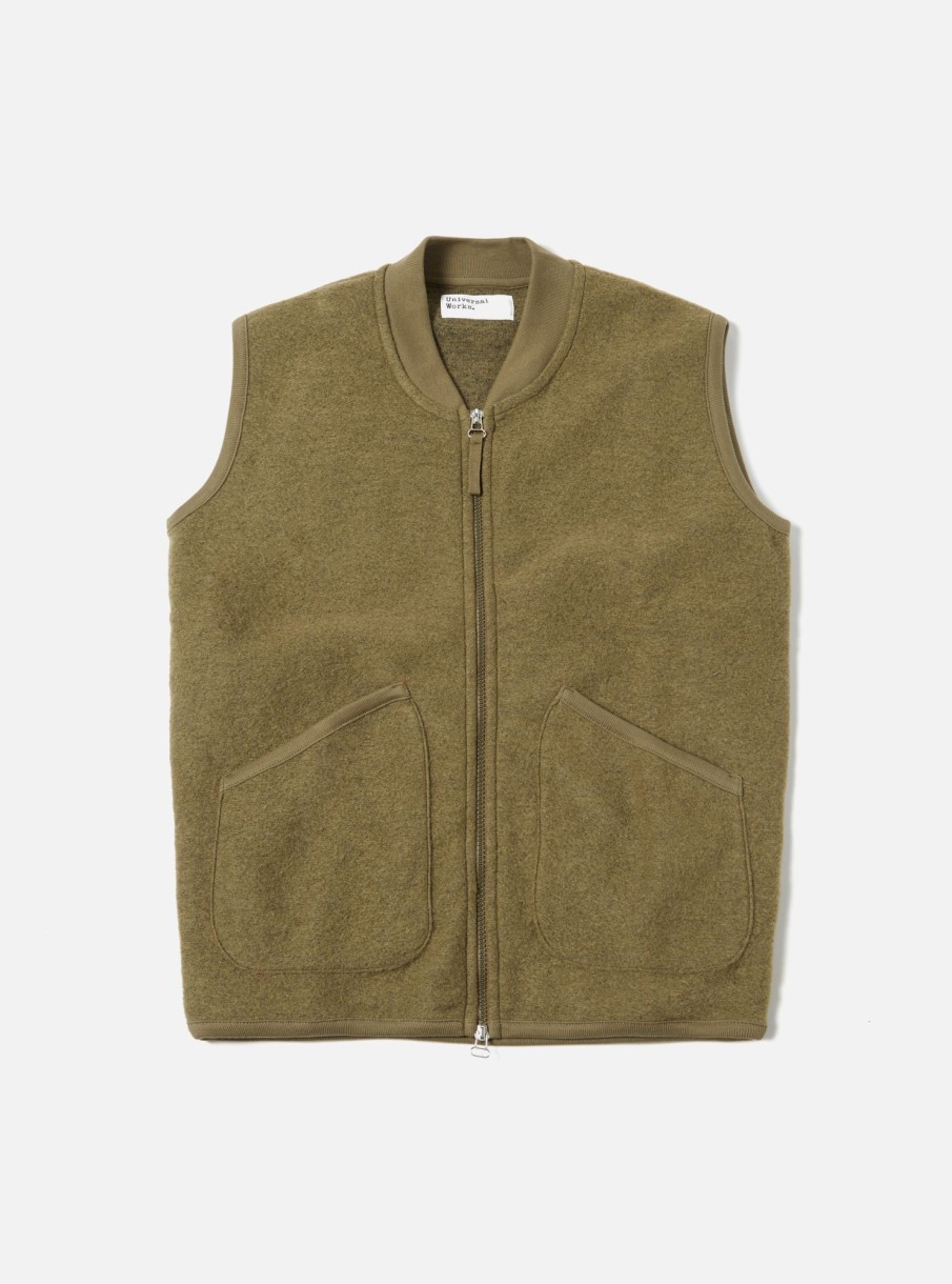 Best Universal Works Universal Works Zip Waistcoat In Lovat Wool Fleece