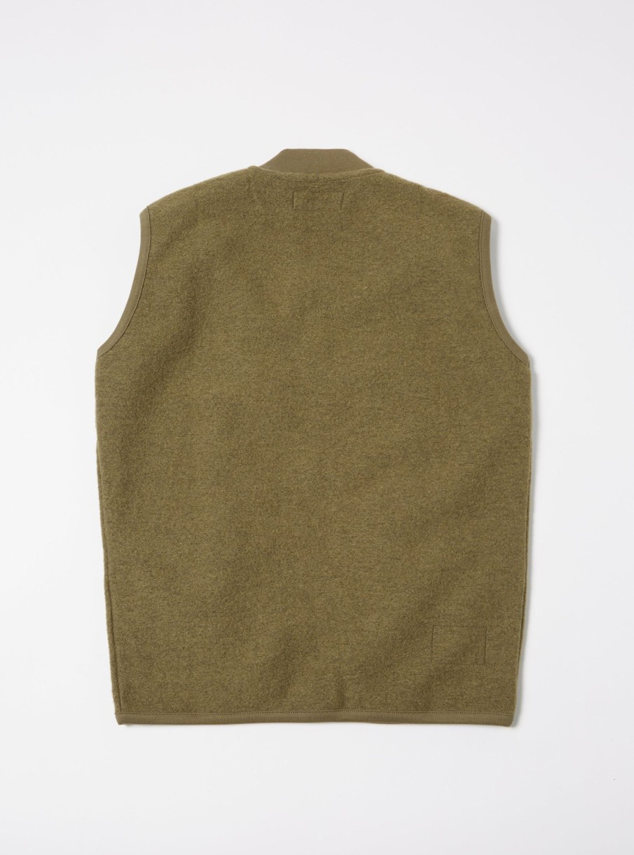 Best Universal Works Universal Works Zip Waistcoat In Lovat Wool Fleece