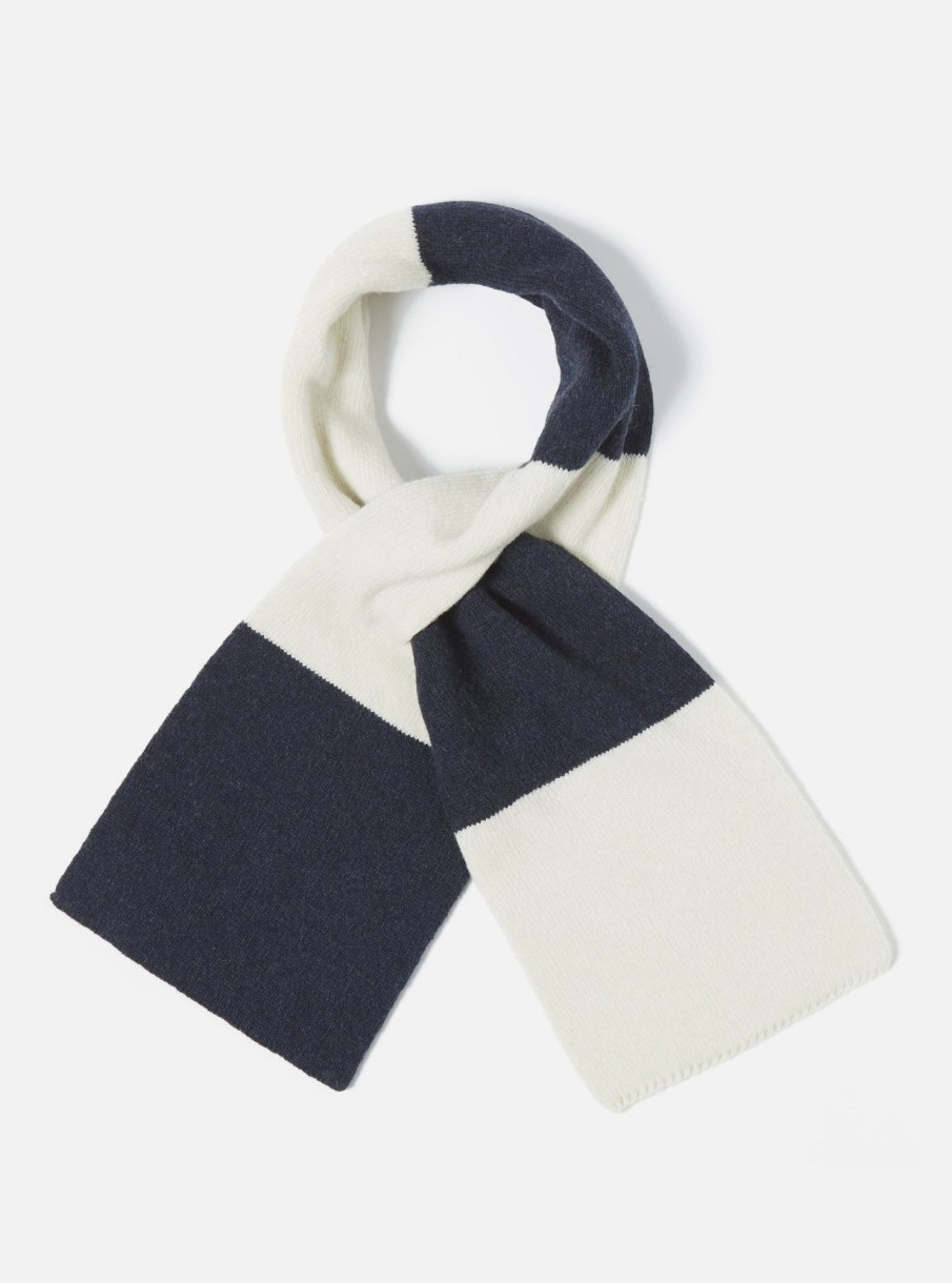 Online Universal Works Universal Works Deluxe Football Scarf In Navy/Ecru Soft Wool