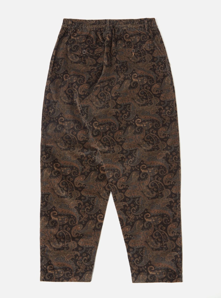 Online Universal Works Universal Works Pleated Track Pant In Black Japanese Print Cord